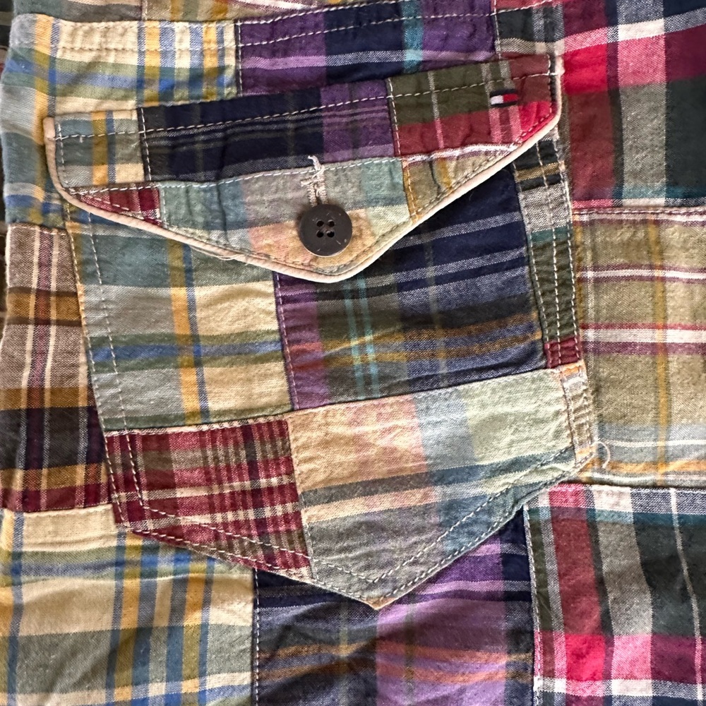 Tommy Hilfiger Patchwork Plaid Mini Skirt Size 10 Cotton Preppy Madras 2007 - Picture 8 of 11